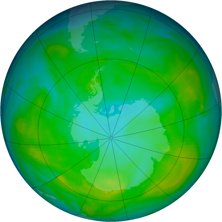 Antarctic ozone map for 25 January 1979